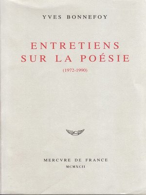 cover image of Entretiens sur la poésie (1972-1990)
